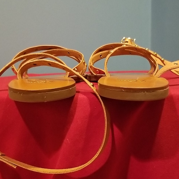 Preowned J. Crew Cross Strap Sandals Studded Leather - Picture 5 of 5